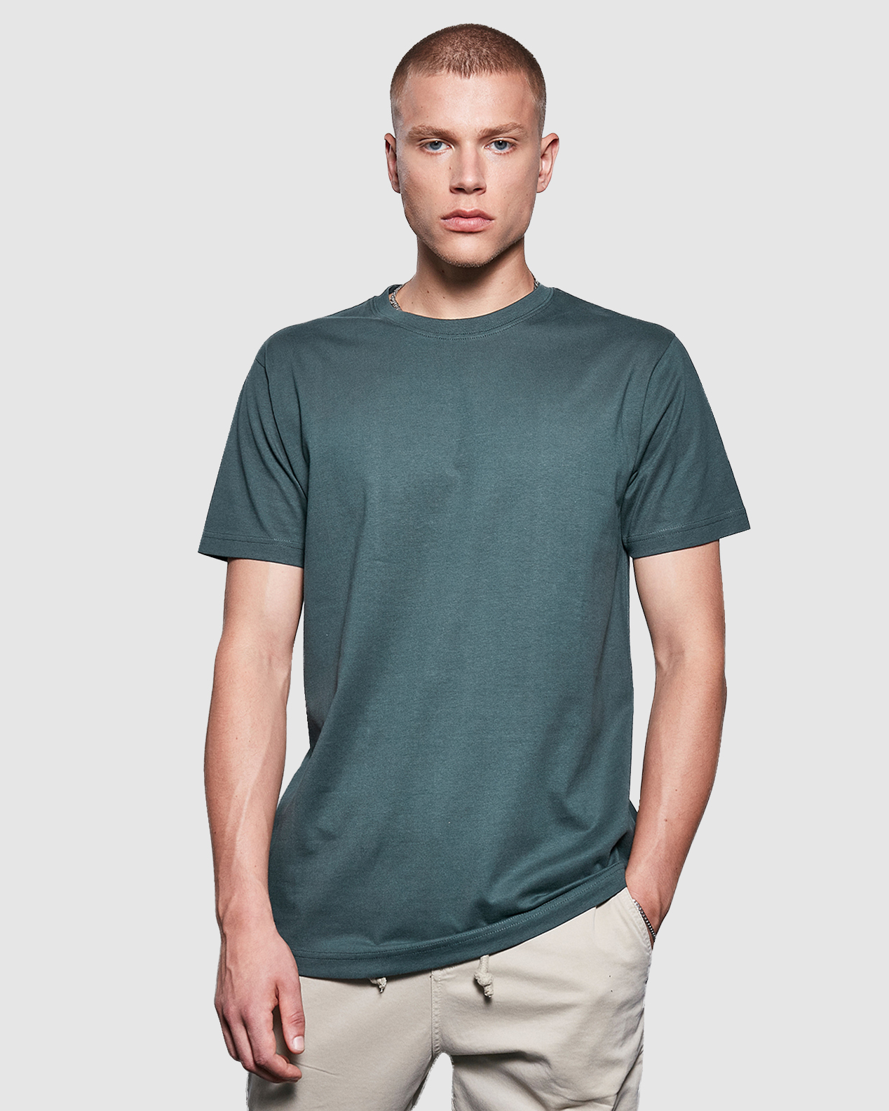 Men's Short Sleeved Cotton Tee Build Your Brand Round Neck T-Shirt BY004 